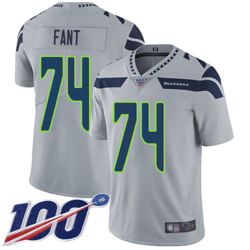 Seattle Seahawks Limited Grey Men George Fant Alternate Jersey NFL Football #74 100th Season Vapor Untouchable->youth nfl jersey->Youth Jersey